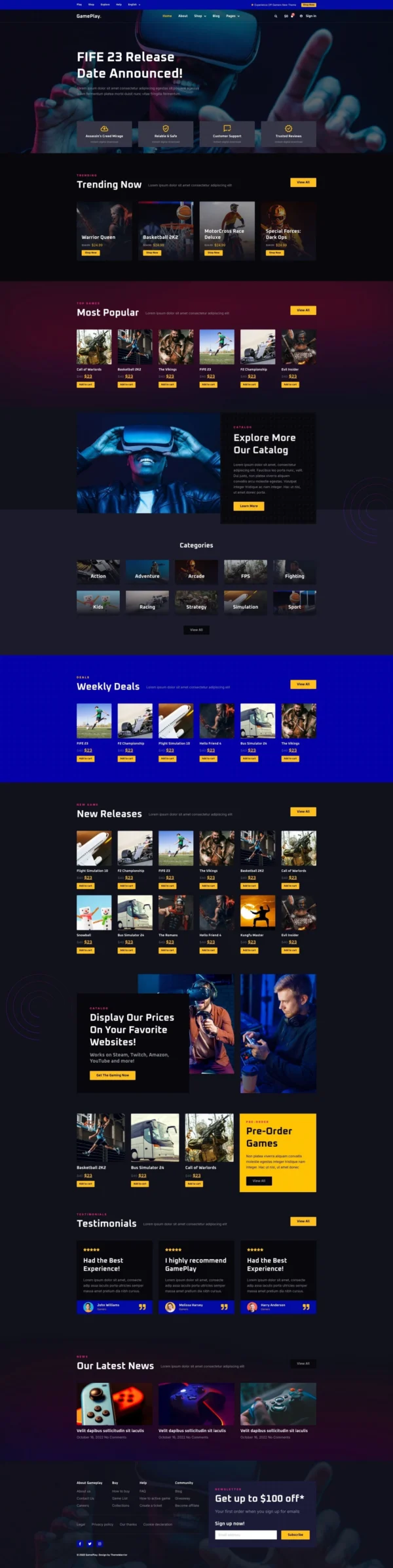 GamePlay - Video Game Store Website Design Package