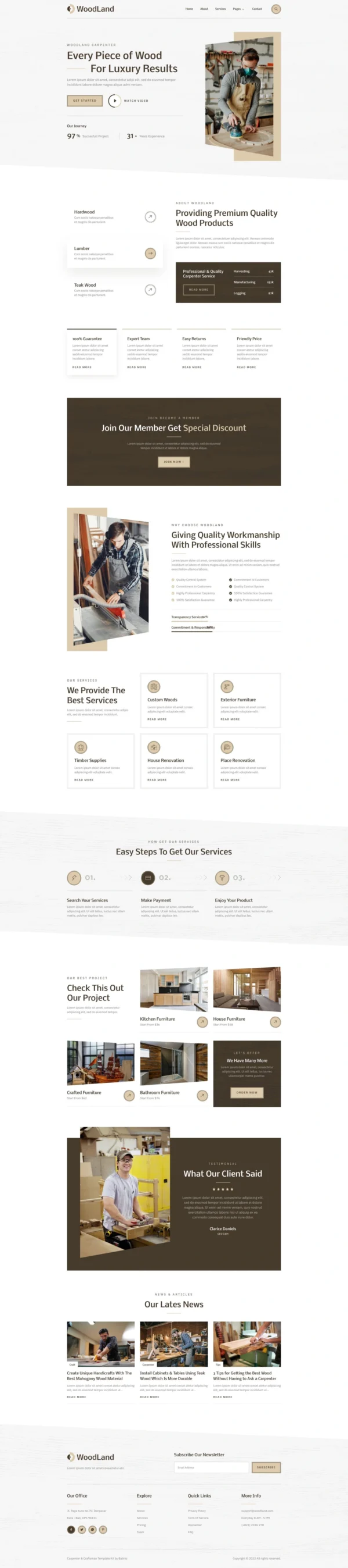 WoodLand – Carpenter & Craftsman Website Design Package