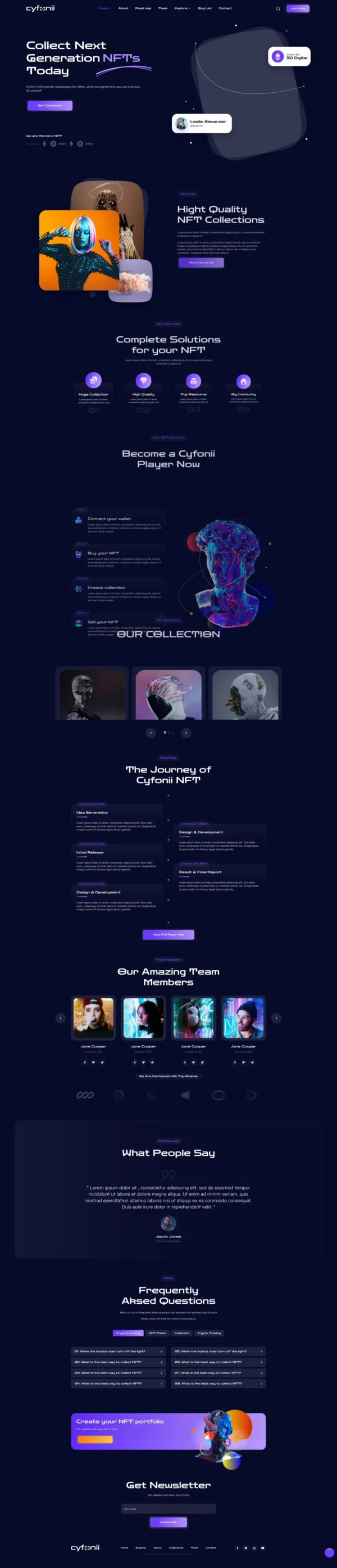 Cyfonii - NFT Digital Asset Agency Portfolio Website Design Package