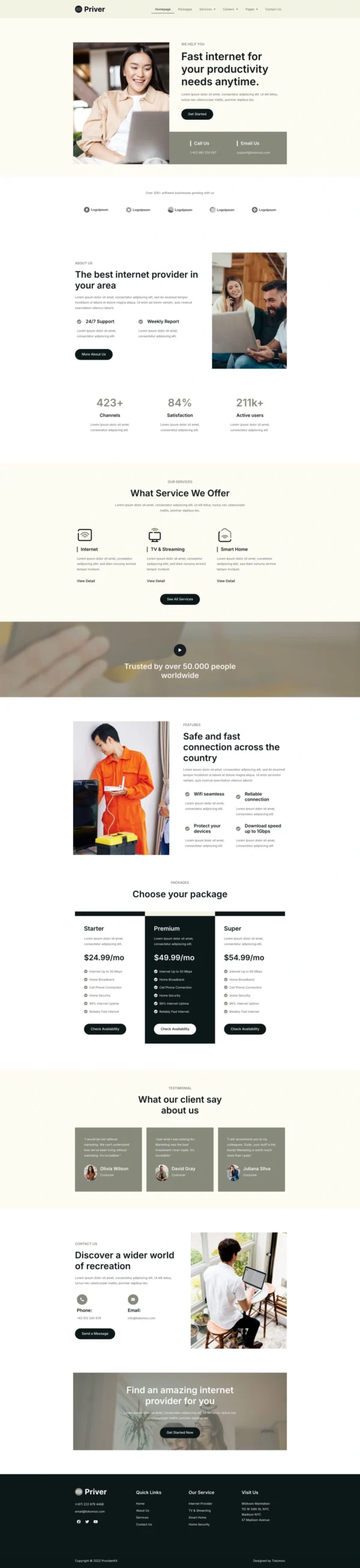 Priver - Broadband & Internet Service Provider Website Design Package