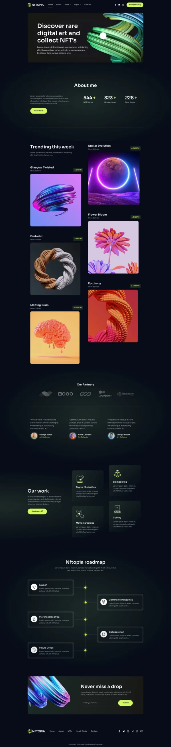 Nftopia - NFT Portfolio Website Design Package
