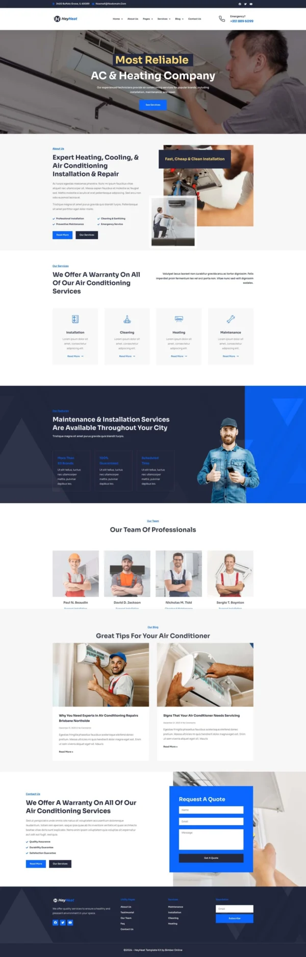 HeyHeat - Air Conditioning Services Website Design Package
