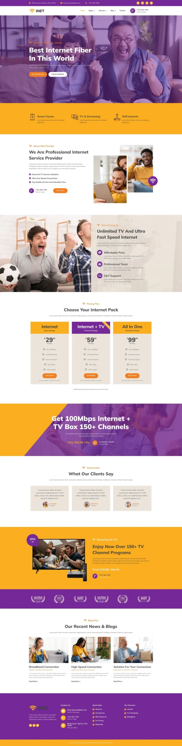 Inet - Broadband & Internet Service Provider Website Design Package