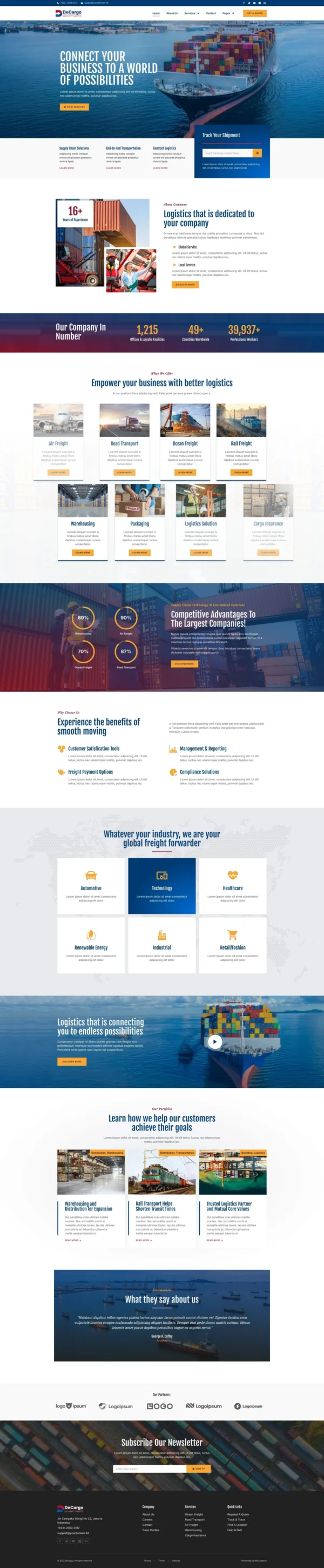 DeCargo - Logistics & Transportation Services Website Design Package