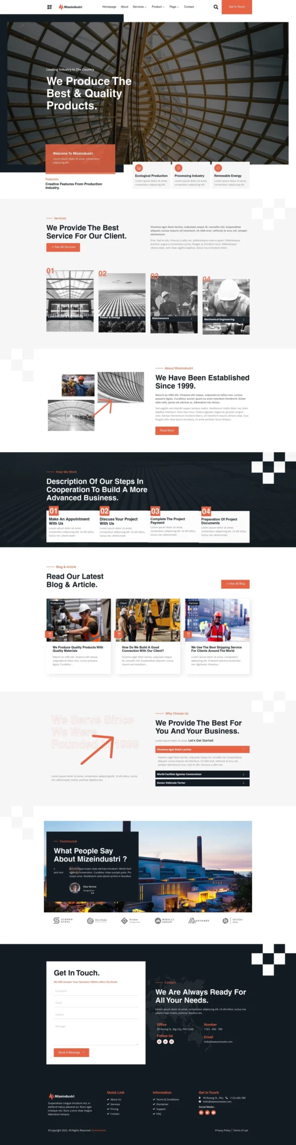 Mizeindustri - Corporate, Industry & Factory Website Design Package