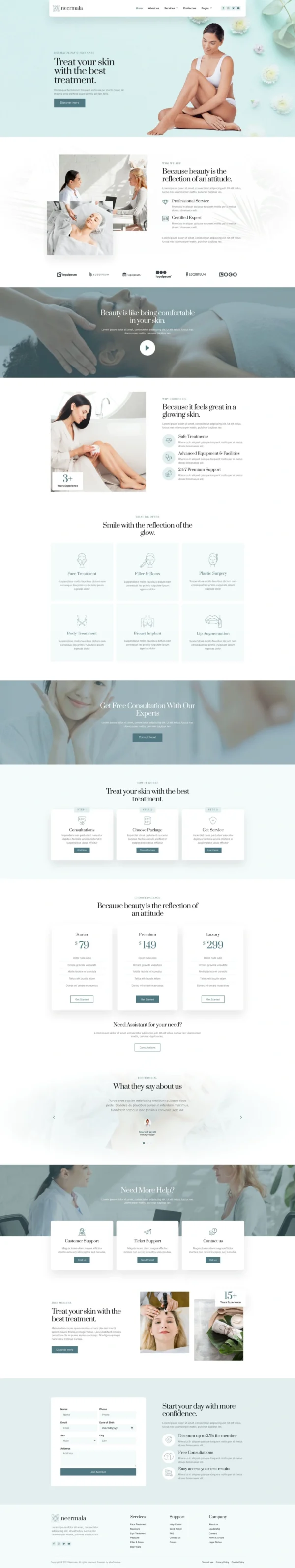 Neermala - Beauty Clinic & Dermatology Website Design Package