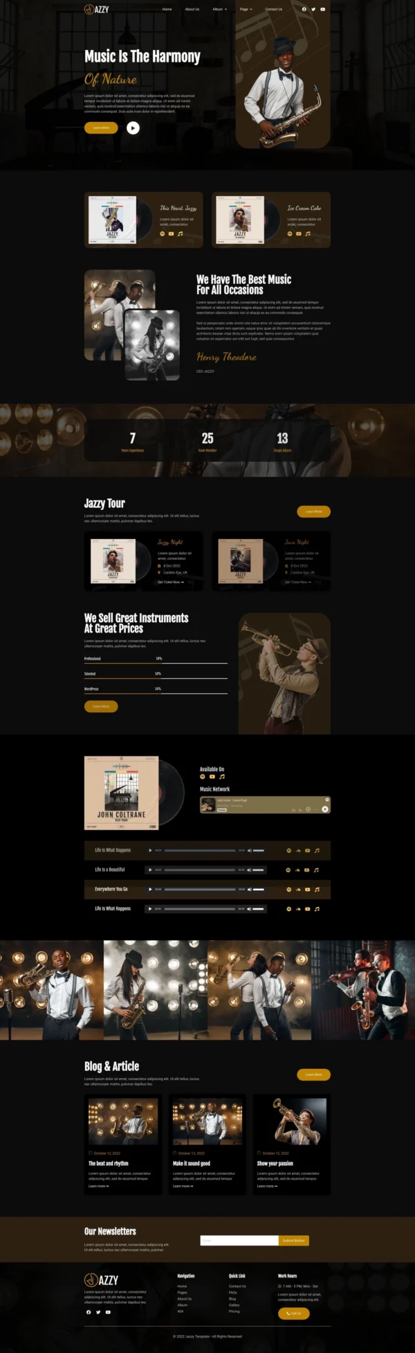 Jazzy - Music Band & Musician Website Design Package