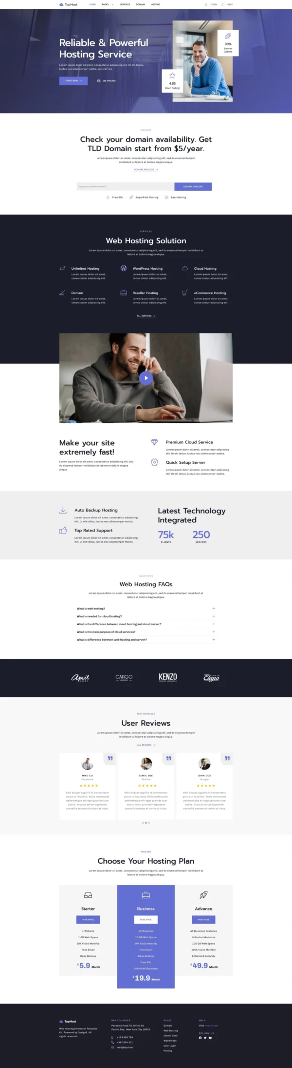 TopHost - Web Hosting Services Website Design Package