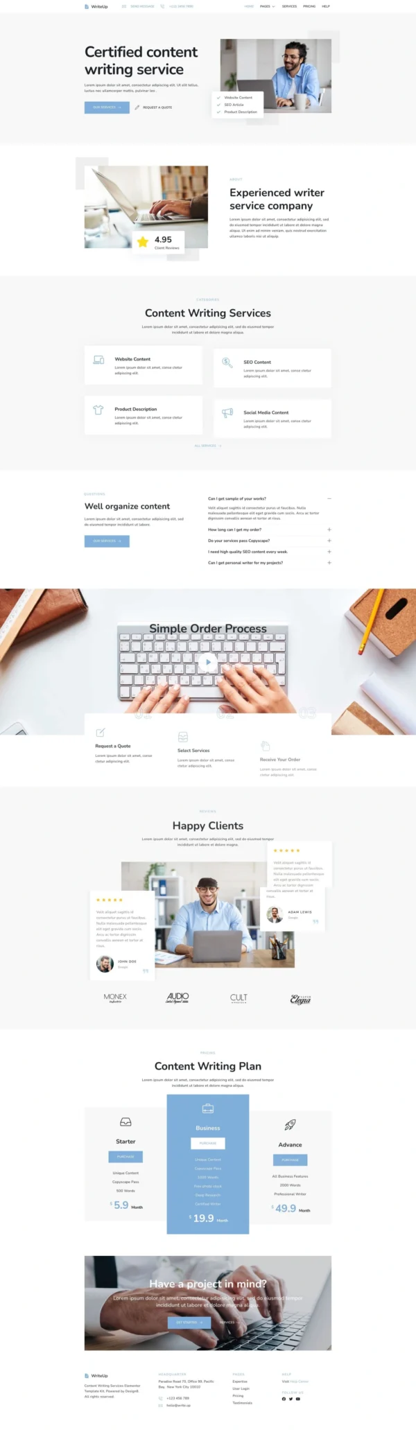 WriteUp - Content Writing Services Website Design Package