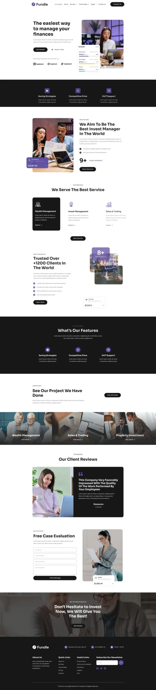 Fundle - Finance & Investment Manager Website Design Package
