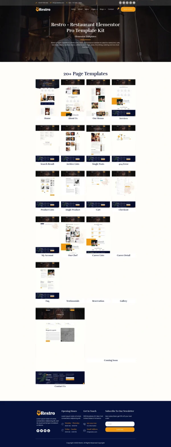 Restro - Restaurant Website Design Package