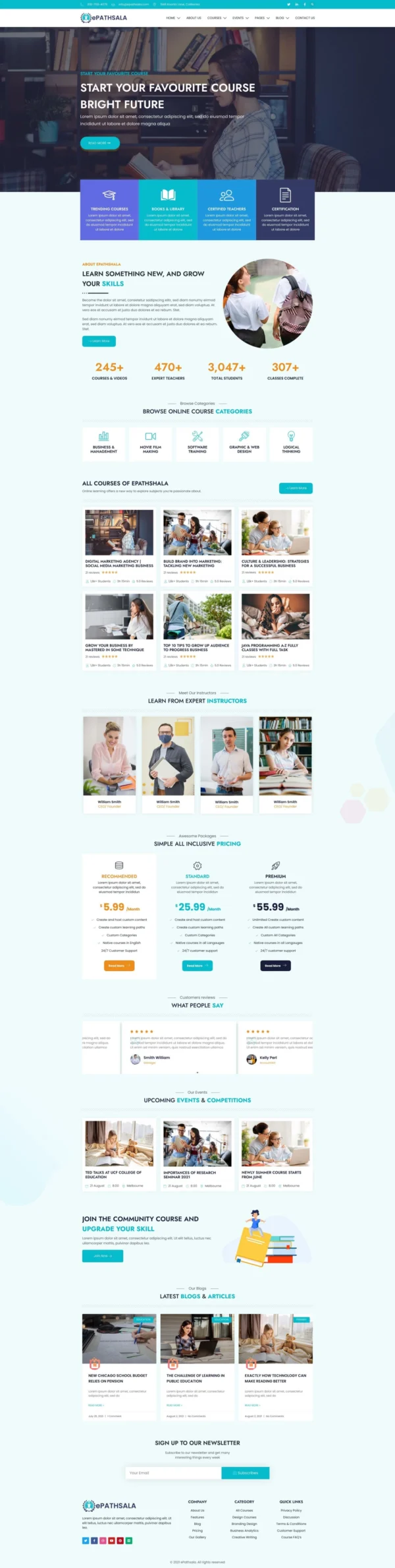 ePathsala - Online Education Website Design Package