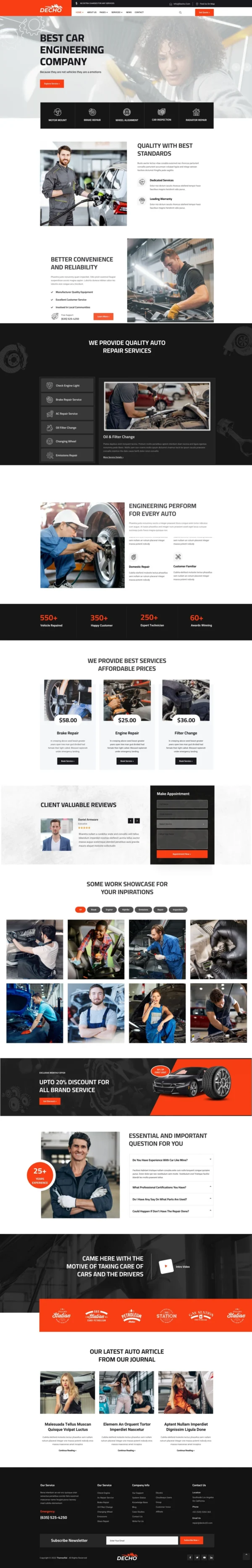 Decho - Car Repair Mechanic Website Design Package