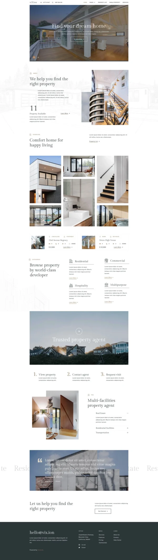 Vixion - Real Estate & Property Showcase Website Design Package