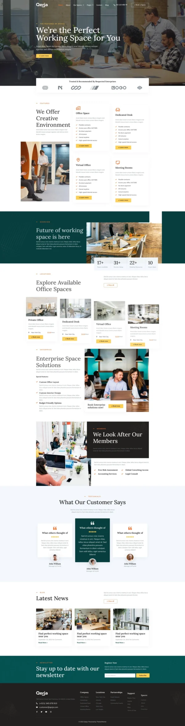 Qerja - Coworking Space  Website Design Package