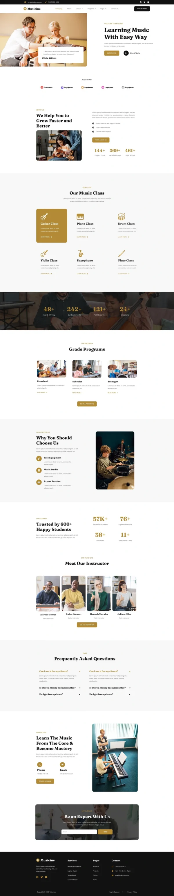 Musicine - Music School Website Design Package