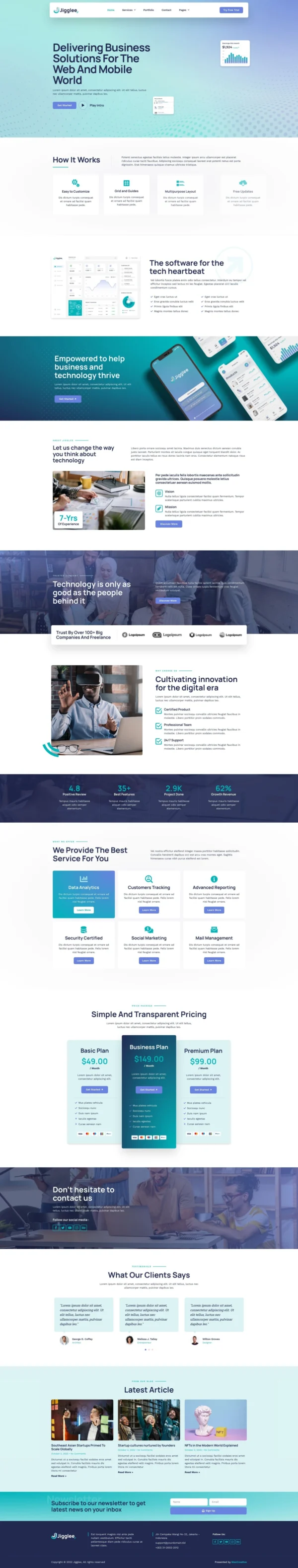Jigglee - Tech Startup Business Website Design Package