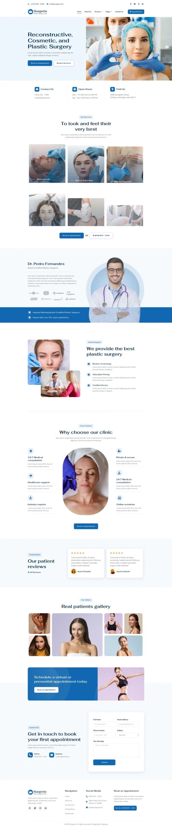 Surgeria - Plastic Surgery Clinic Website Design Package