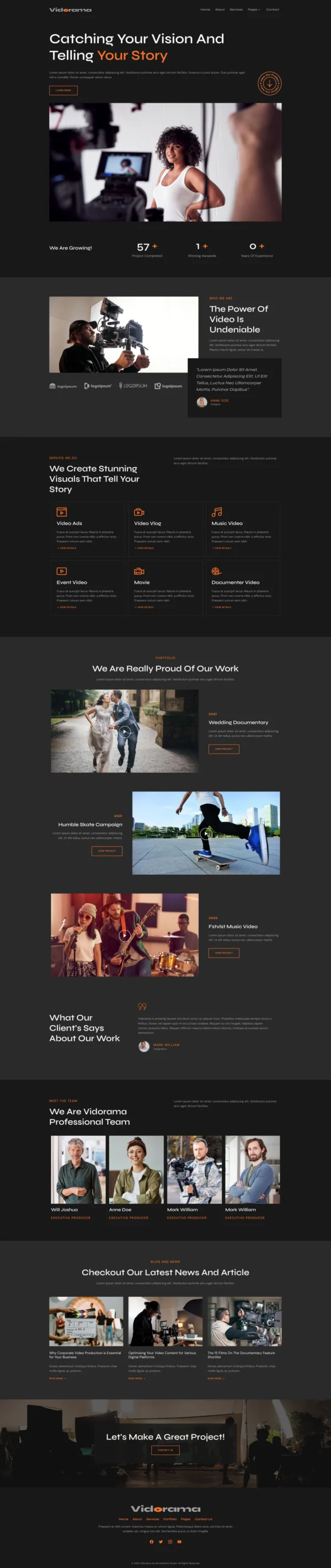 Vidorama - Film & Video Production Service Website Design Package