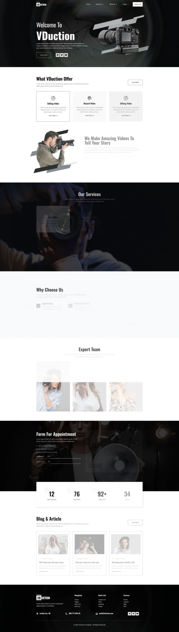 VDuction - Video Production Service Website Design Package