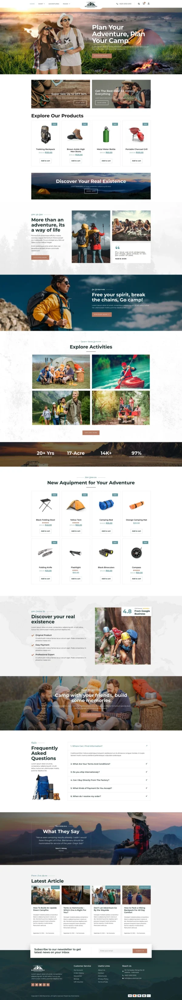 Barrameru - Outdoor Adventure Camping Store Website Design Package