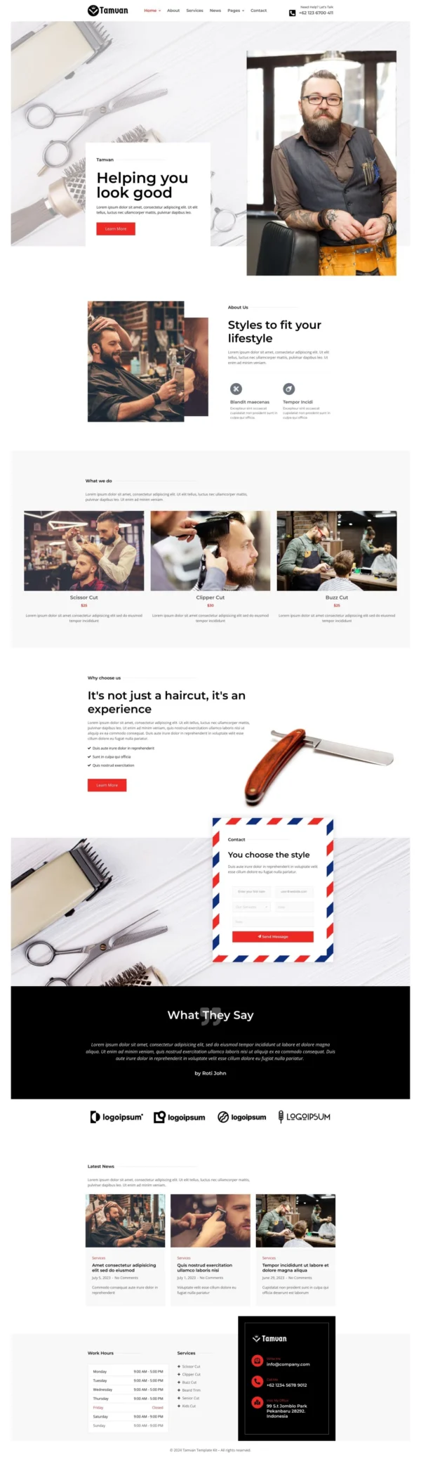 Tamvan - Barbershop Website Design Package