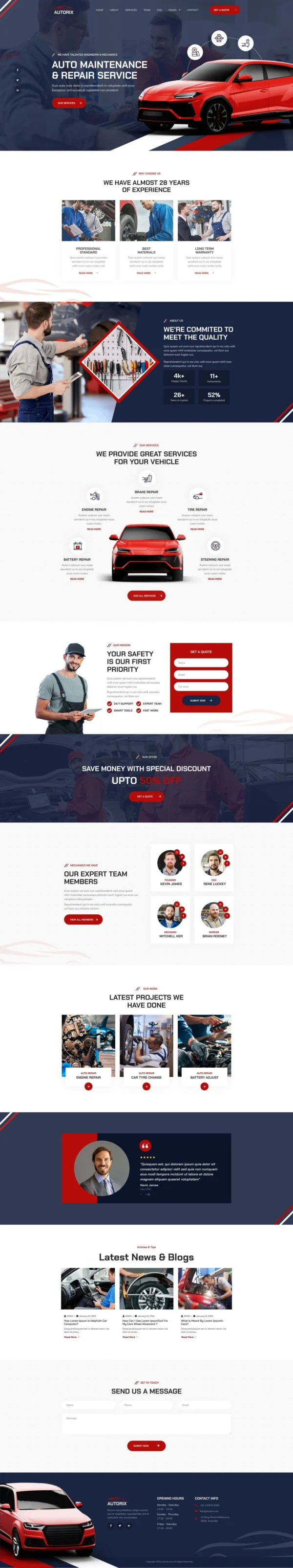 Autorix - Auto Maintenance Website Design Package