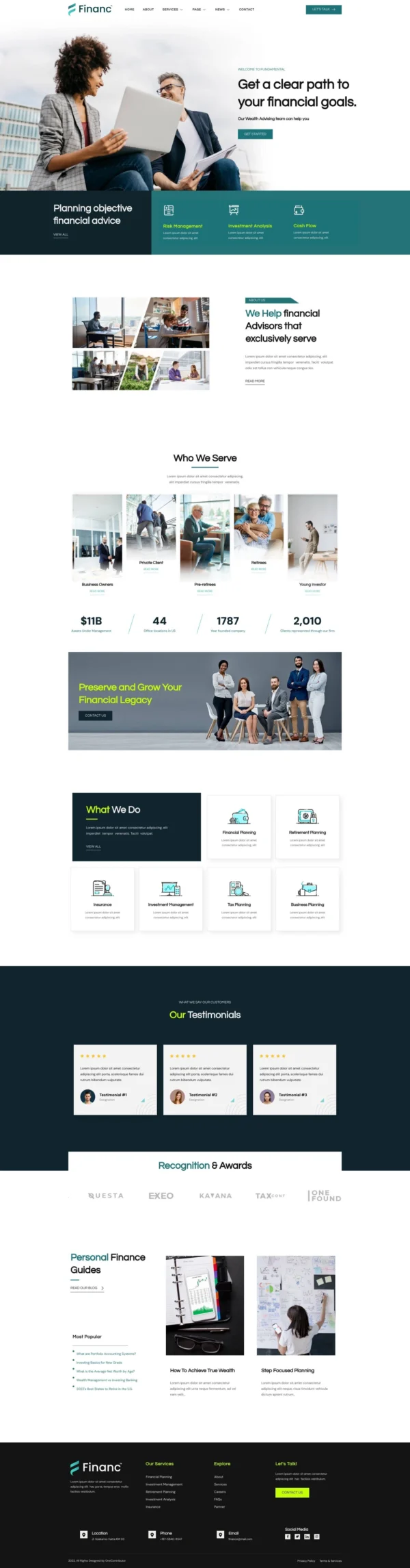 Financ - Financial Advisor Website Design Package
