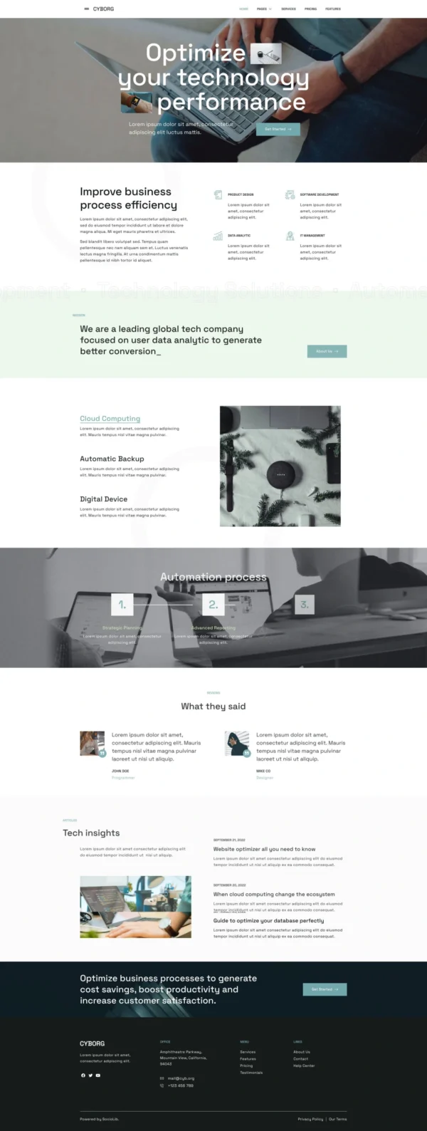 Cyborg - Tech Agency & IT Solutions Website Design Package