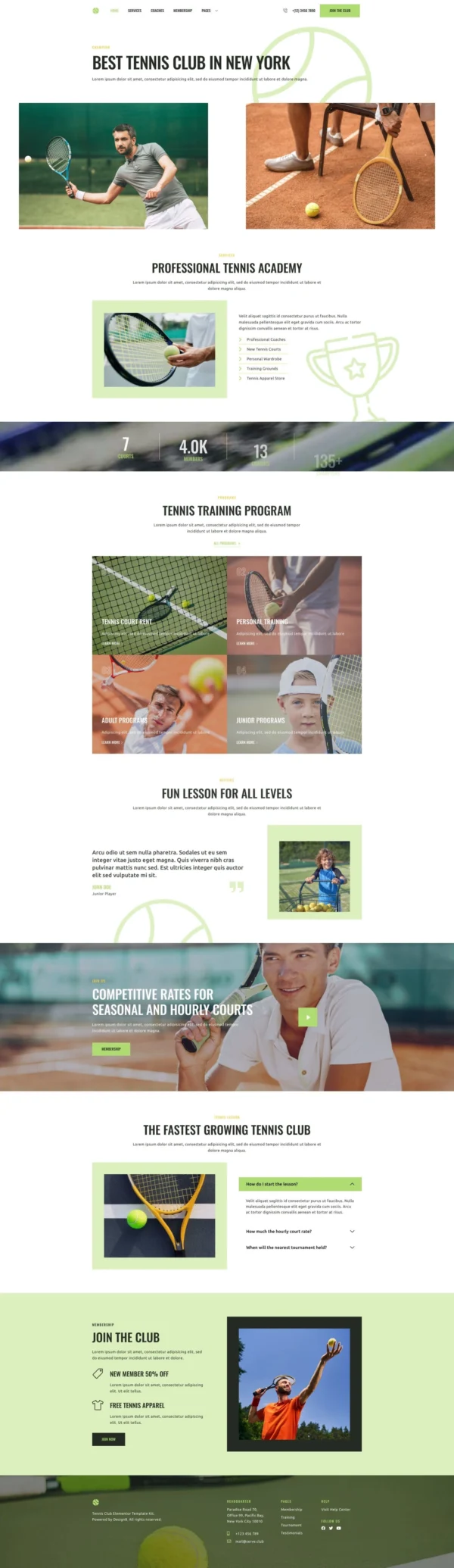 Serve - Tennis School & Sport Club Website Design Package