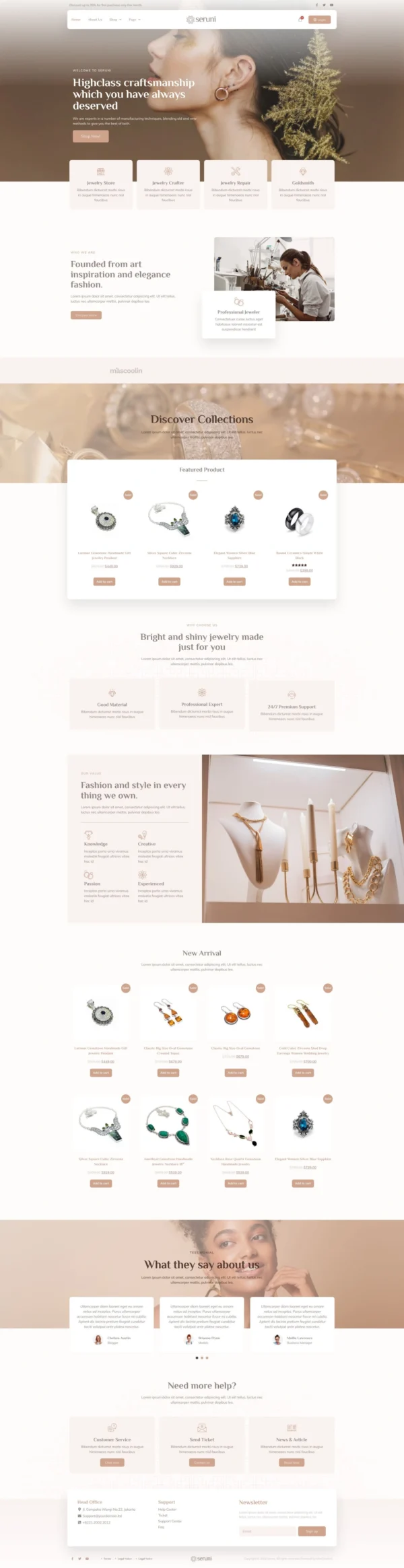 Seruni - Jewelry Store  Website Design Package