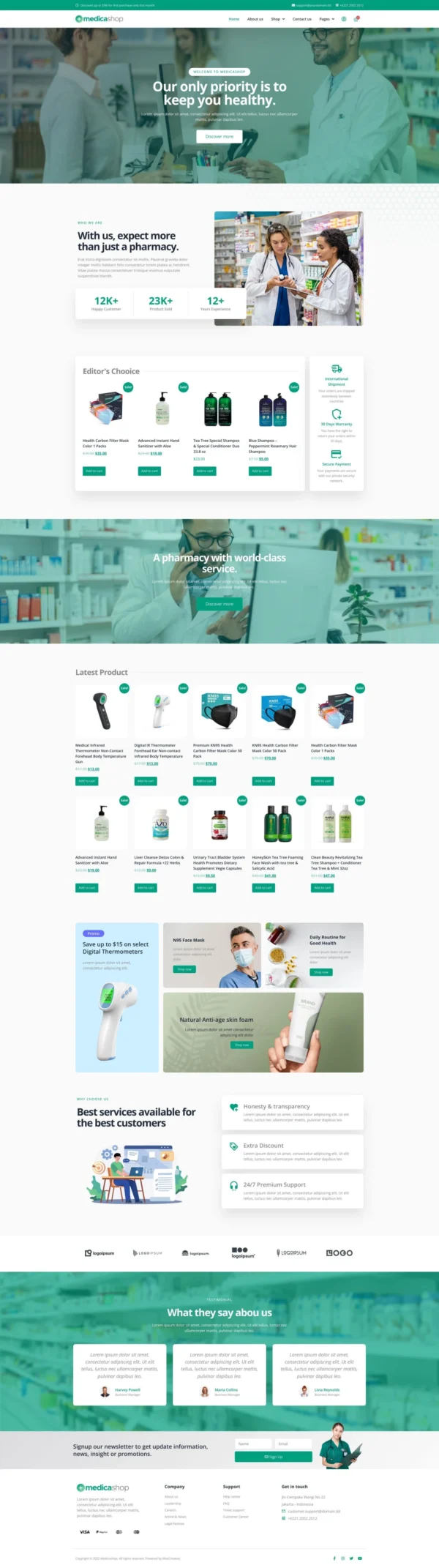 MedicaShop - Pharmacy & Medical Store Website Design Package