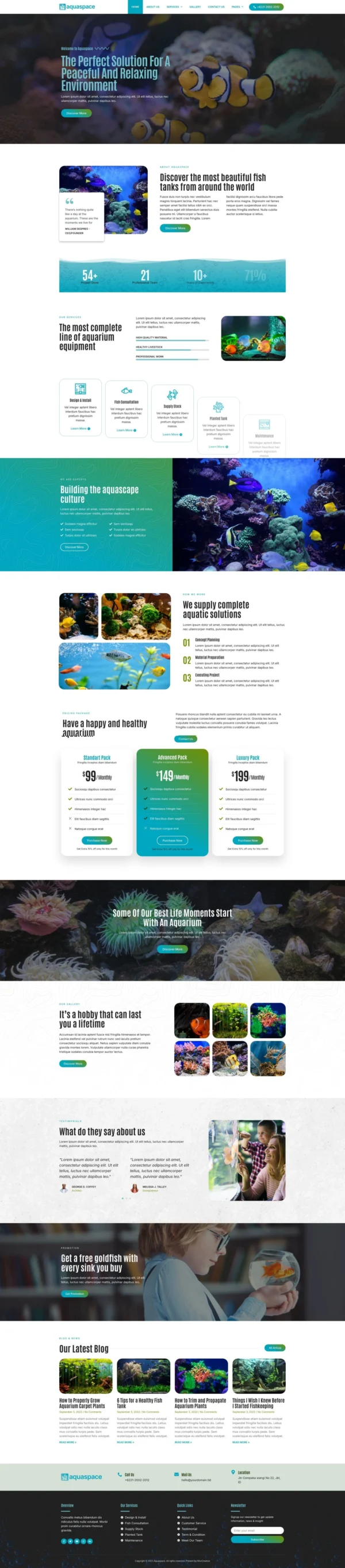Aquaspace - Fish Aquarium & Aquascape Service Website Design Package