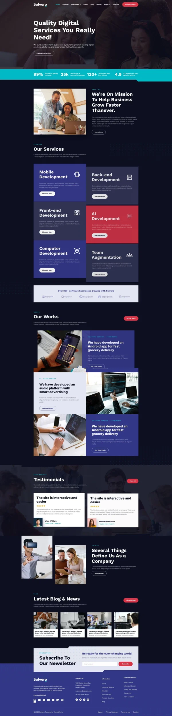 Solvero - Web & Mobile Development Service Website Design Package