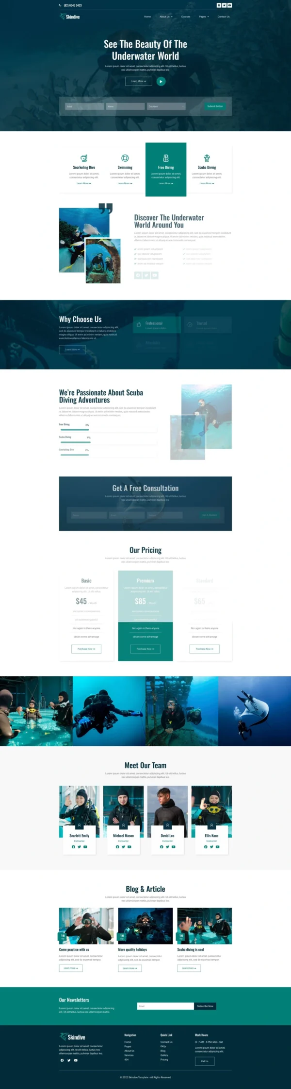 Skindive - Scuba Diving & Water Sport Website Design Package