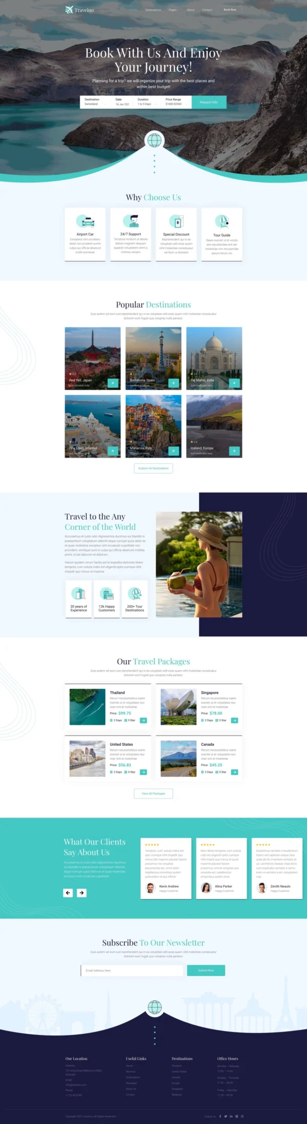 Traveino - Travel Agency Website Design Package
