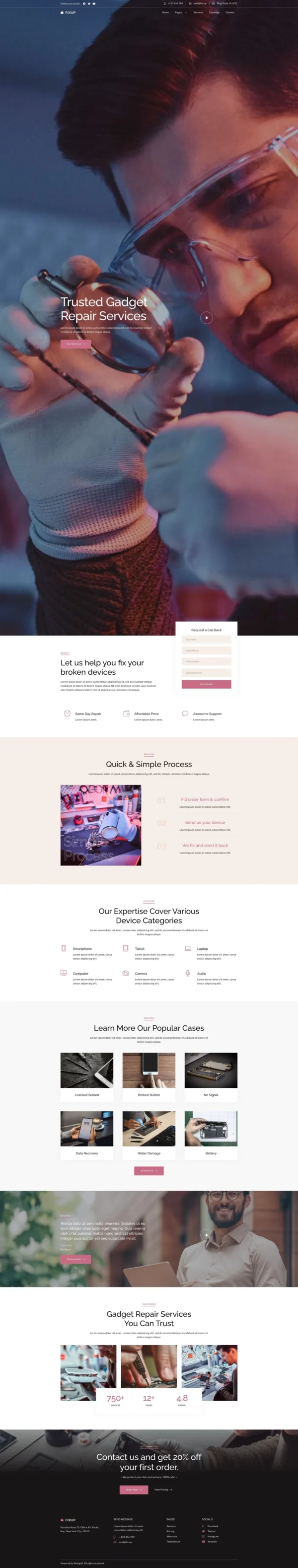 FixUp - Gadget Repair Services Website Design Package