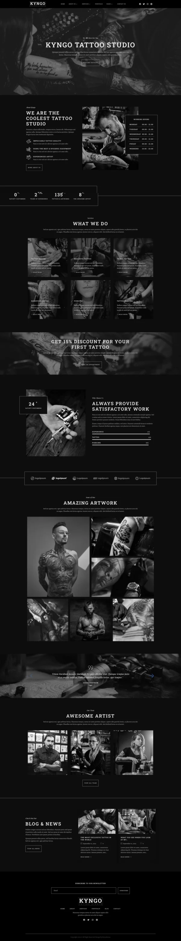 Kyngo - Tattoo Studio Website Design Package