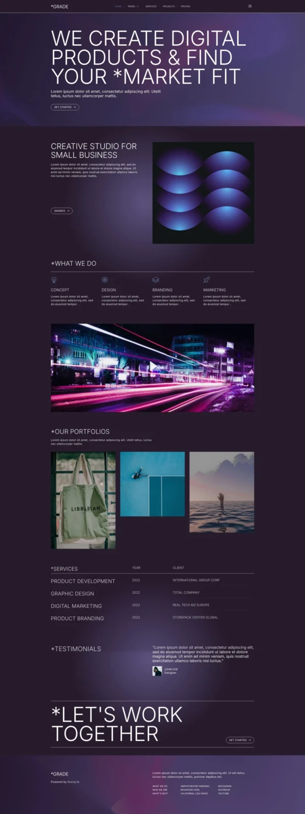 Grade - Creative Agency & Portfolios Website Design Package