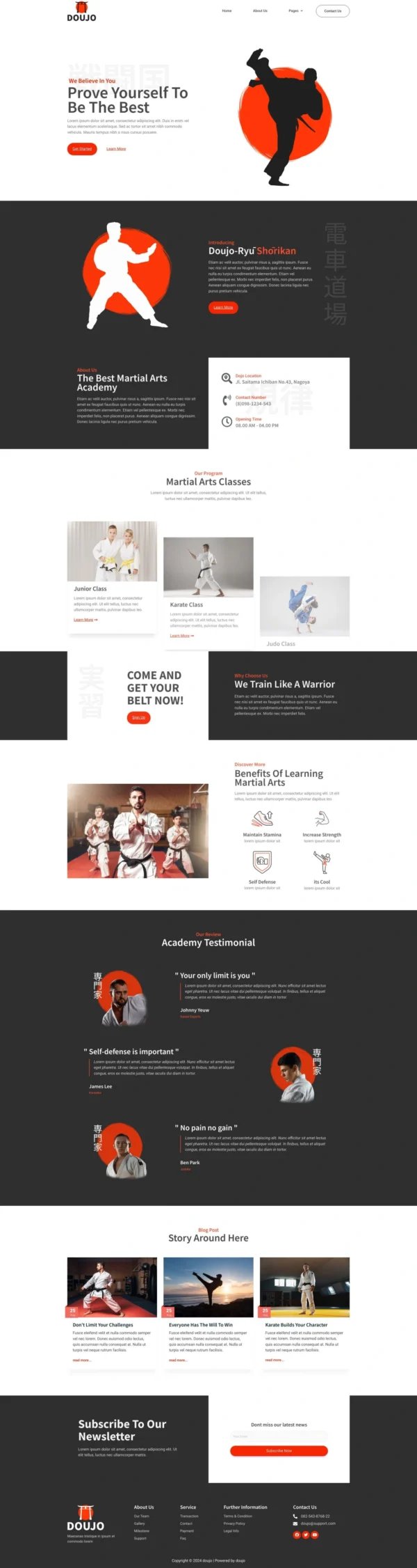 Doujo - Martial Arts Academy Website Design Package