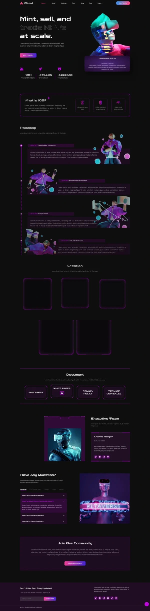 ICOLand - NFT Cryptocurrency Website Design Package
