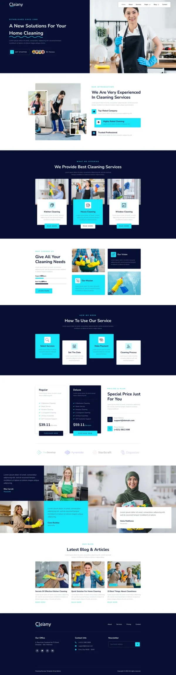 Cleany – Cleaning Service Company Website Design Package