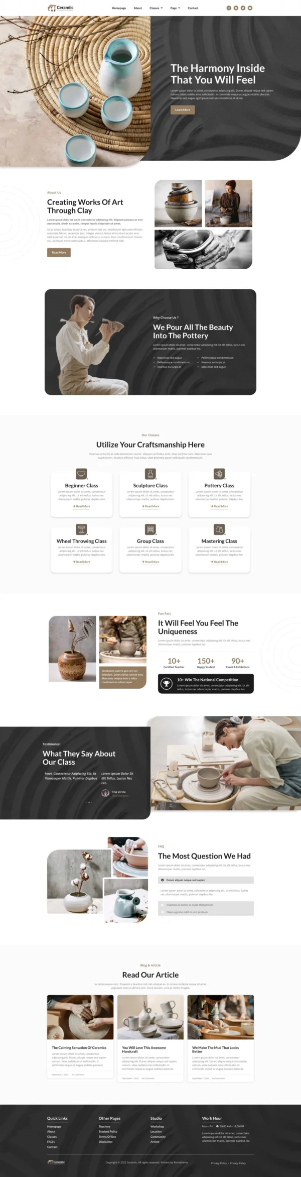 Ceramiic - Pottery & Ceramics Studio Website Design Package