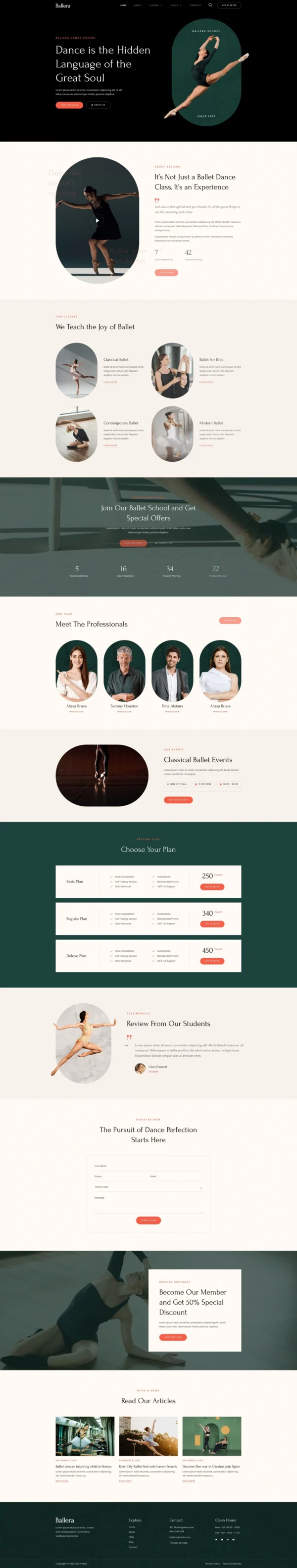 Ballera - Ballet & Dance School Website Design Package