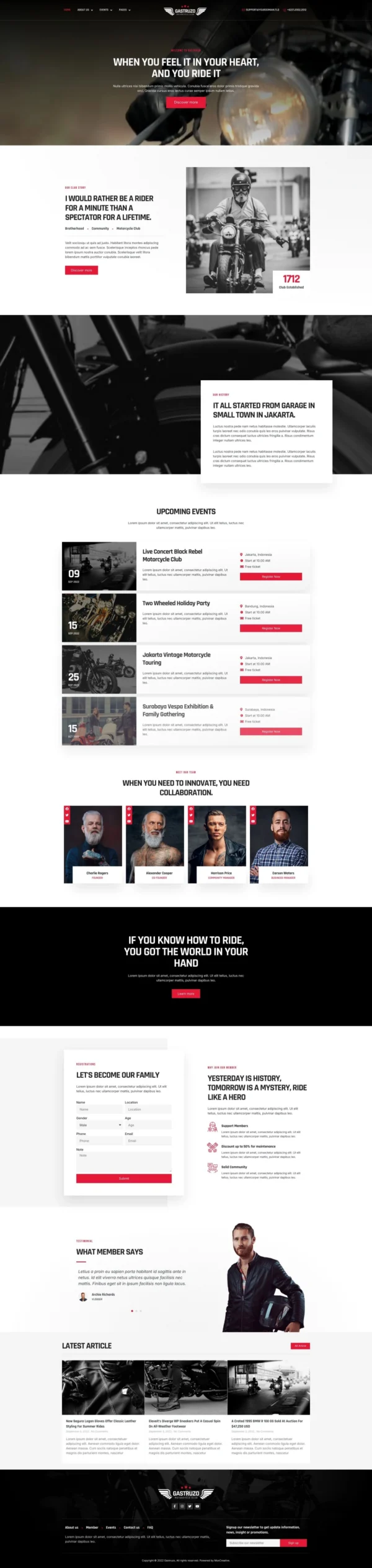 Gastruzo - Motorcycle Club Website Design Package