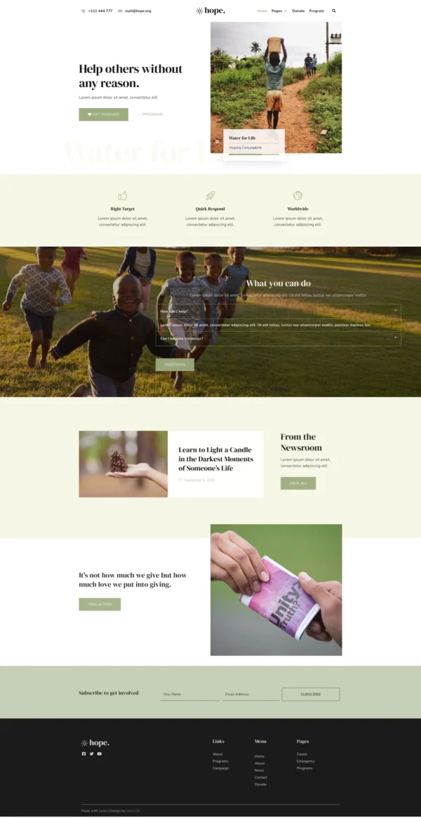 Hope - Non-Profit Website Design Package