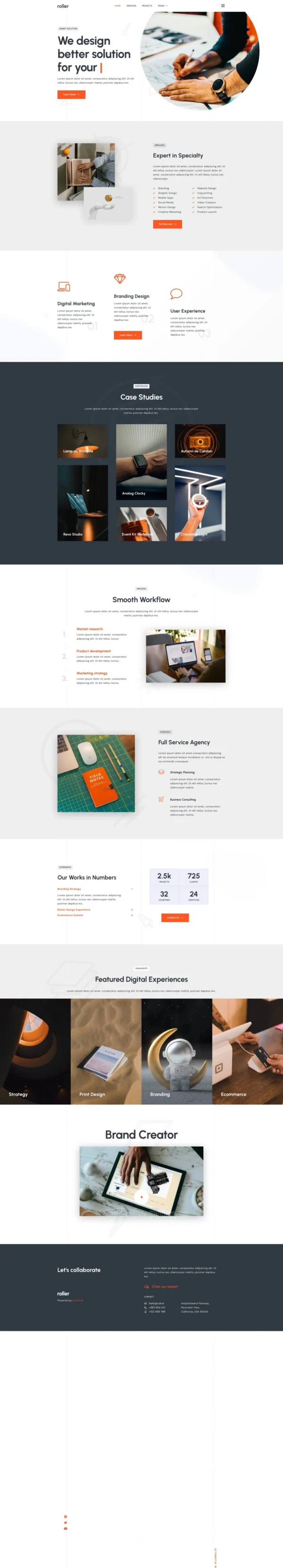 Roller - Creative Portfolio & Agency Website Design Package