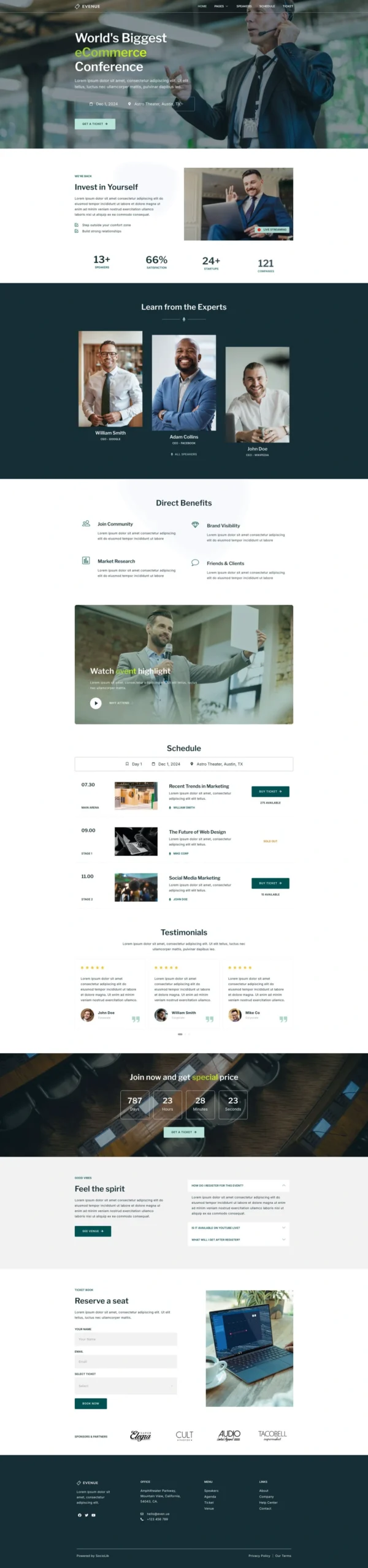 Evenue - Event & Conference Website Design Package