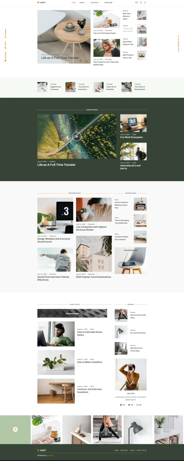 Habit - Modern Blog Website Design Package