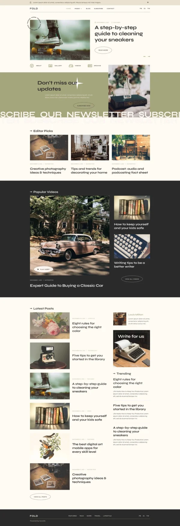 Fold - Vintage Style Blog Website Design Package